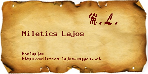 Miletics Lajos névjegykártya